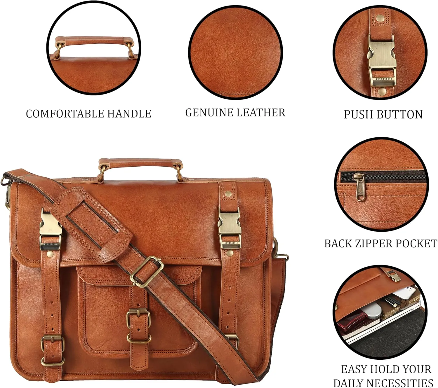 Brown Leather Messenger Bag for Men, Laptop Bag, Crossbody Bag, Handmade Leather Satchel Shoulder Bag