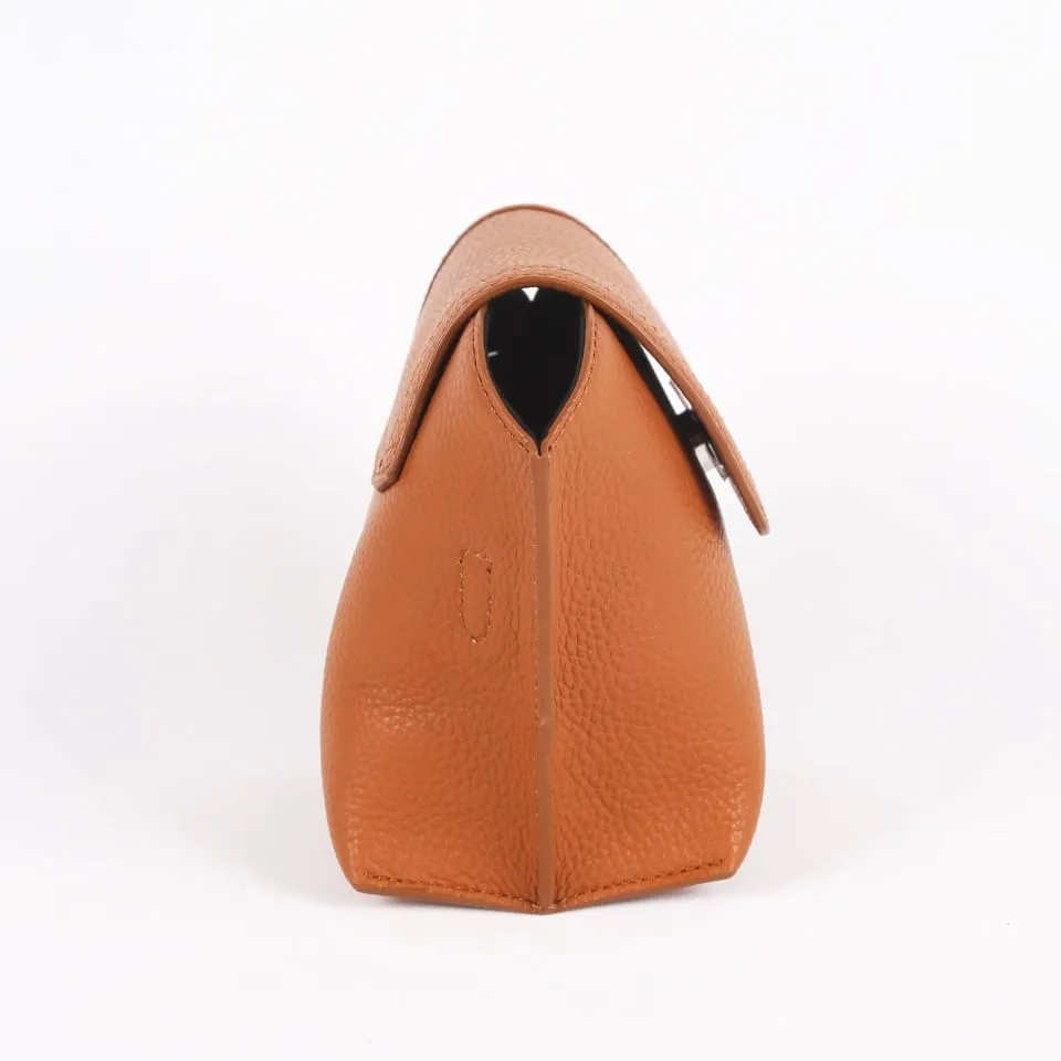 Brown Top Grain Cow Leather Single Shoulder Slant Mini Bag