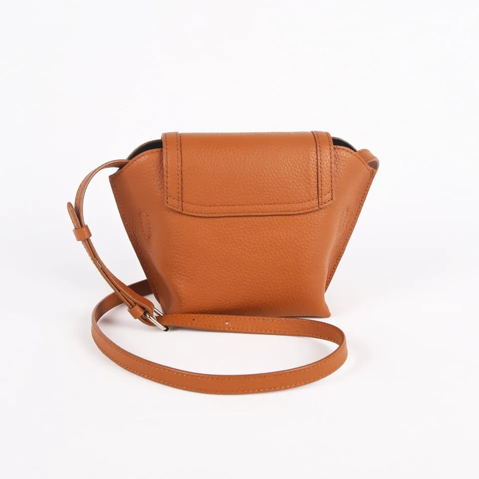 Brown Top Grain Cow Leather Single Shoulder Slant Mini Bag