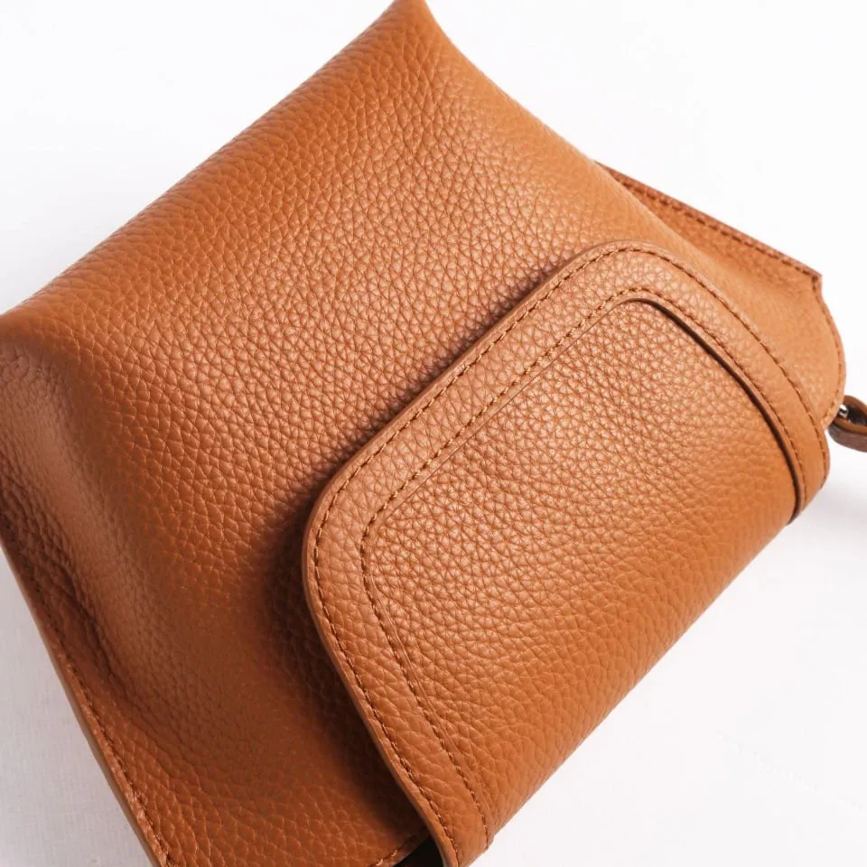 Brown Top Grain Cow Leather Single Shoulder Slant Mini Bag