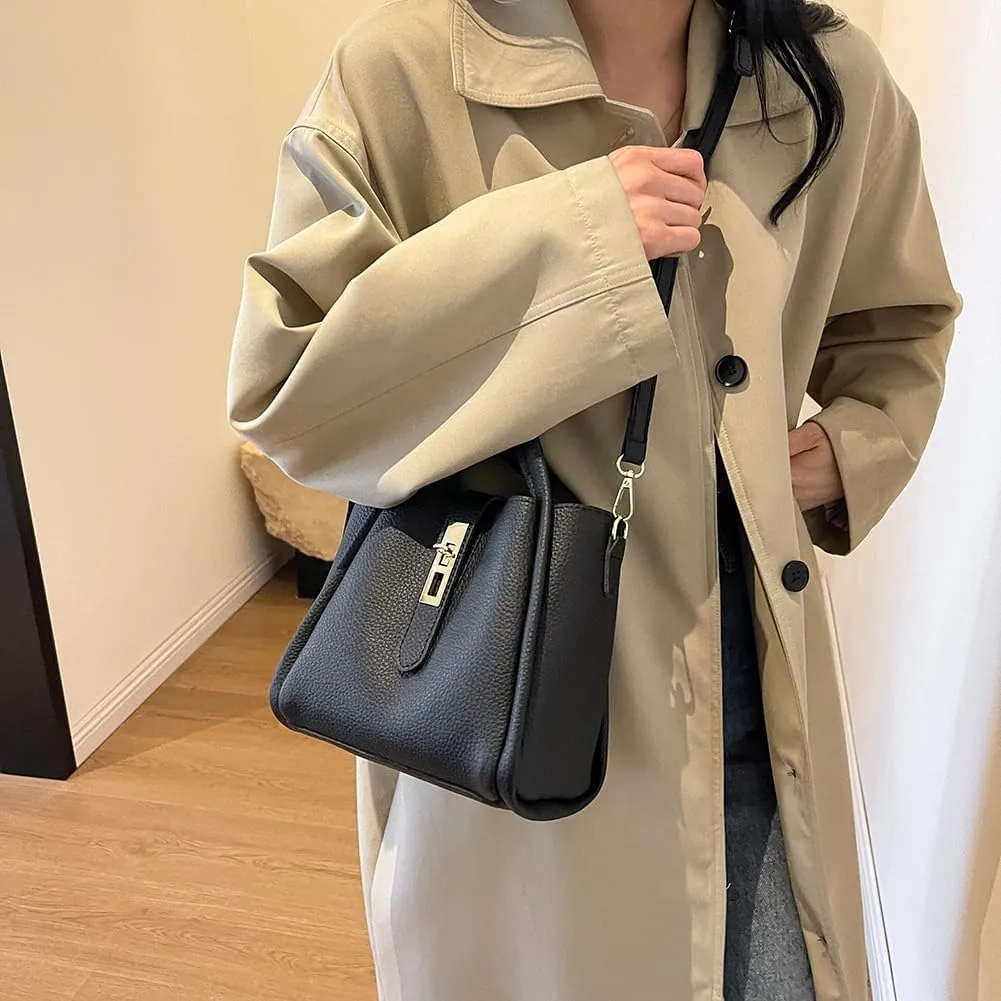 Bucket Bags for Women Trendy Shoulder Purse Satchel Handbag Pu Leather Bucket Tote Purse Top-handle Bag Fall Purse