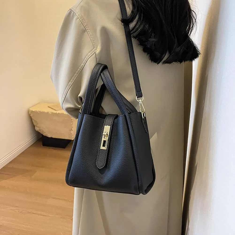Bucket Bags for Women Trendy Shoulder Purse Satchel Handbag Pu Leather Bucket Tote Purse Top-handle Bag Fall Purse