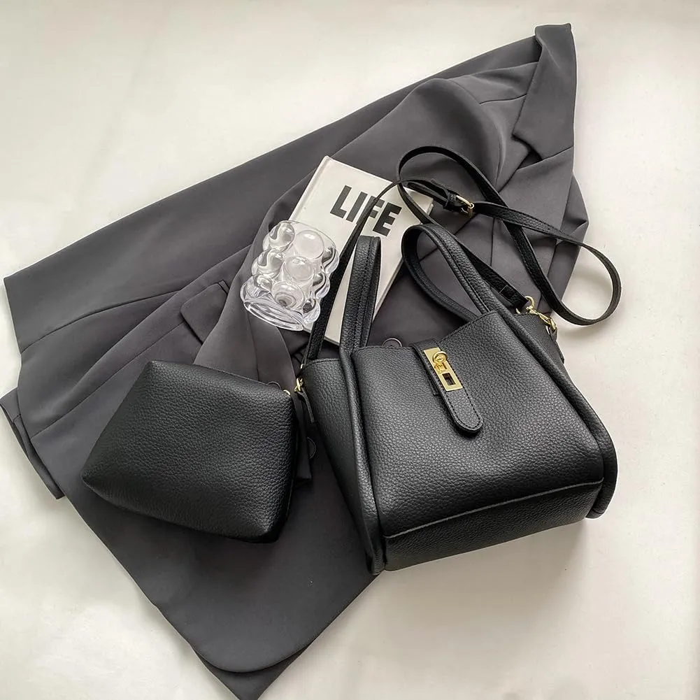 Bucket Bags for Women Trendy Shoulder Purse Satchel Handbag Pu Leather Bucket Tote Purse Top-handle Bag Fall Purse