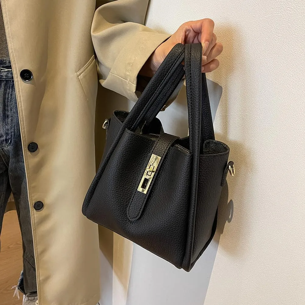 Bucket Bags for Women Trendy Shoulder Purse Satchel Handbag Pu Leather Bucket Tote Purse Top-handle Bag Fall Purse