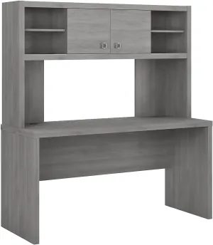 Bush Business Furniture Echo 60W Credenza Desk with Hutch in Modern Gray
