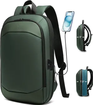 Business Backpack 17 Inch Slim Expandable Waterproof Travel Laptop Backpacks with USB Charger Port Anti-Theft Lightweight Large Work Computer Bag College Laptop Backpacks Gifts for Men Women, Green