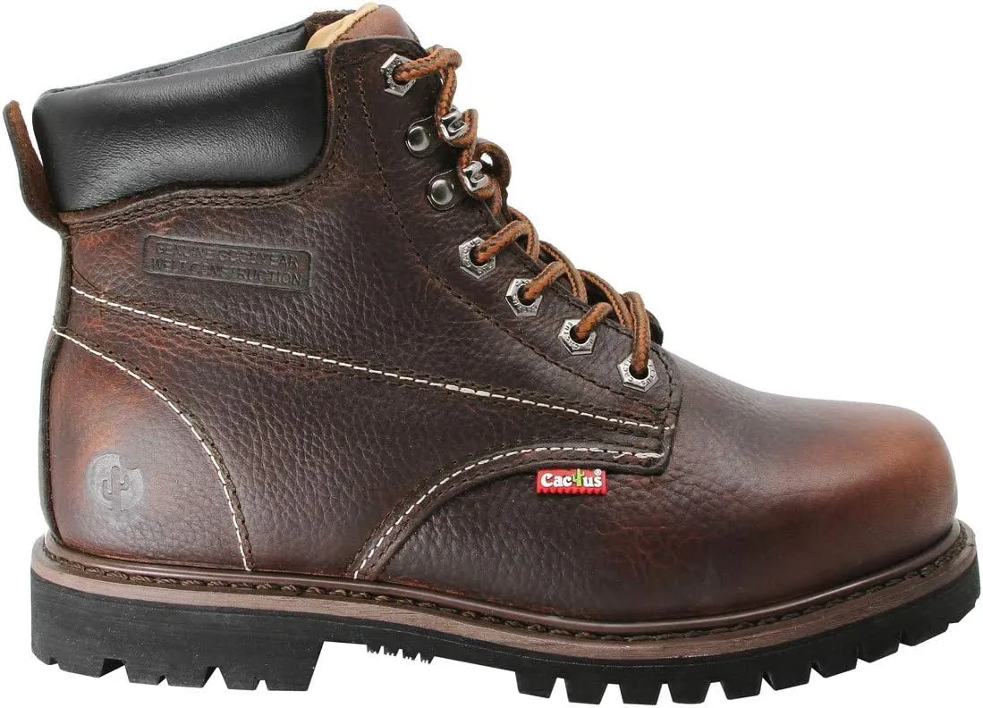 Cactus Men’s 6” Soft Toe Oil Tumbled Full Grain Leather Oil Resistant Rubber Outsole Construction Work Boot