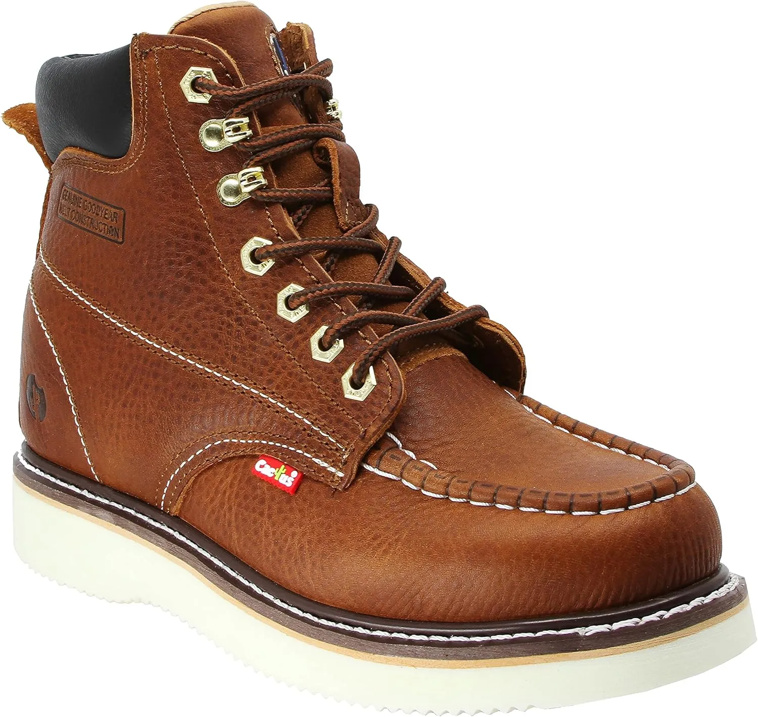 Cactus Men's 71622M 6" Full Grain Leather Polyurethane (PU) Outsole Moc-Toe Work Boots