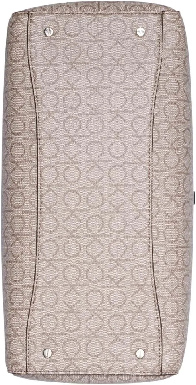 Calvin Klein Becky Tote Bag – 2 in 1, Vegan Leather, Monogram, 3 Pockets