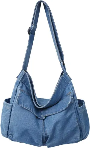 Canvas Messenger Bag Large Hobo Crossbody Bag with Multiple Pockets Casual Shoulder Tote Bag for Women and Men