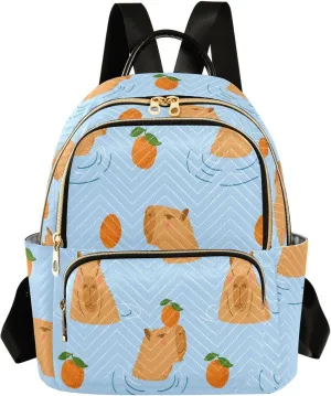 Capybara Swimming in Pond Small Backpack Purse for Women Travel Bag Fashion Daypack Back Pack Shoulder Bag