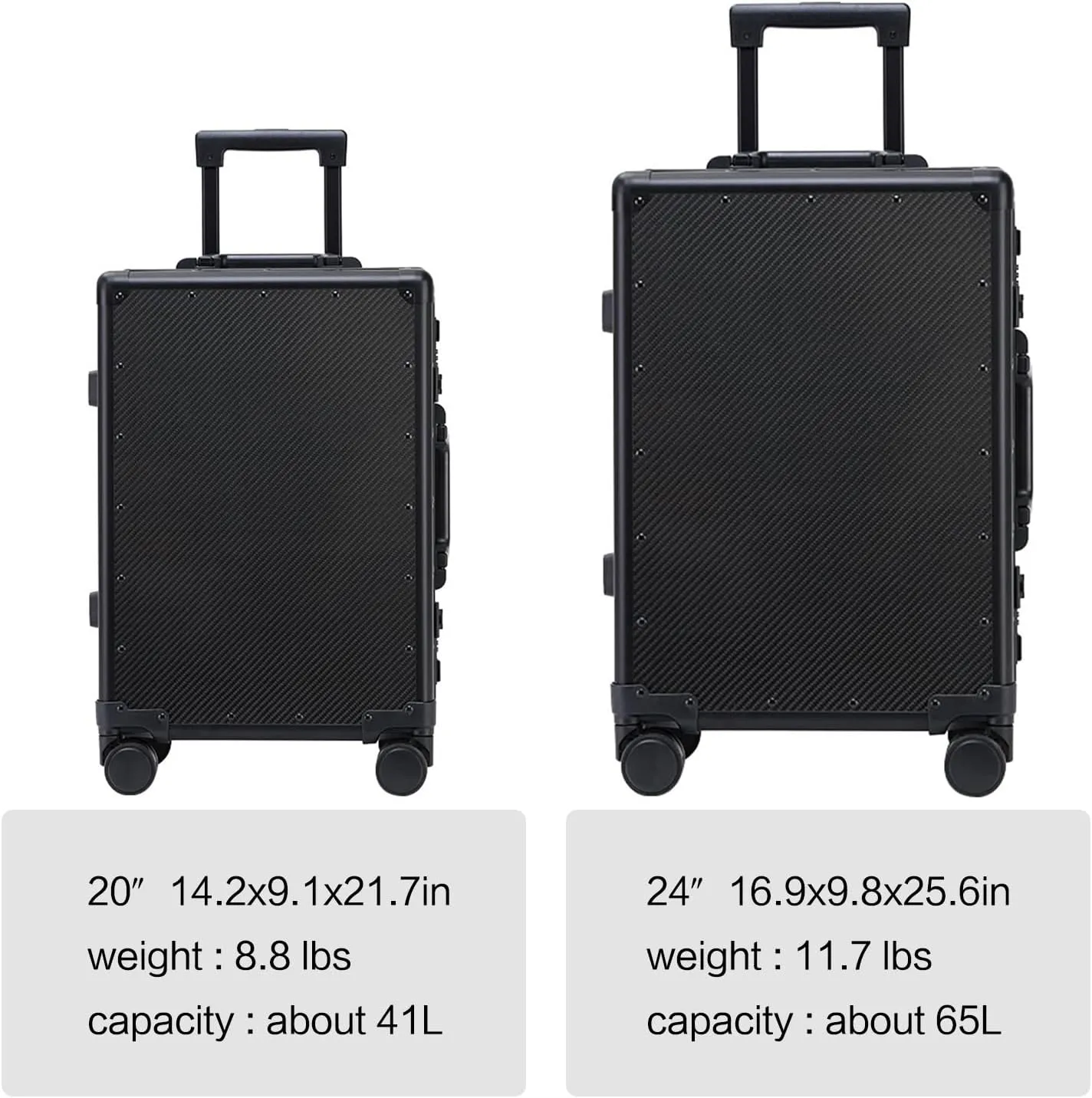 Carbon Fiber Carry-on Luggage TSA Customs Lock Zipperless Silent Rotary Wheel Business Suitcase Aluminum Frame (Camouflage pattern black, 20 '')