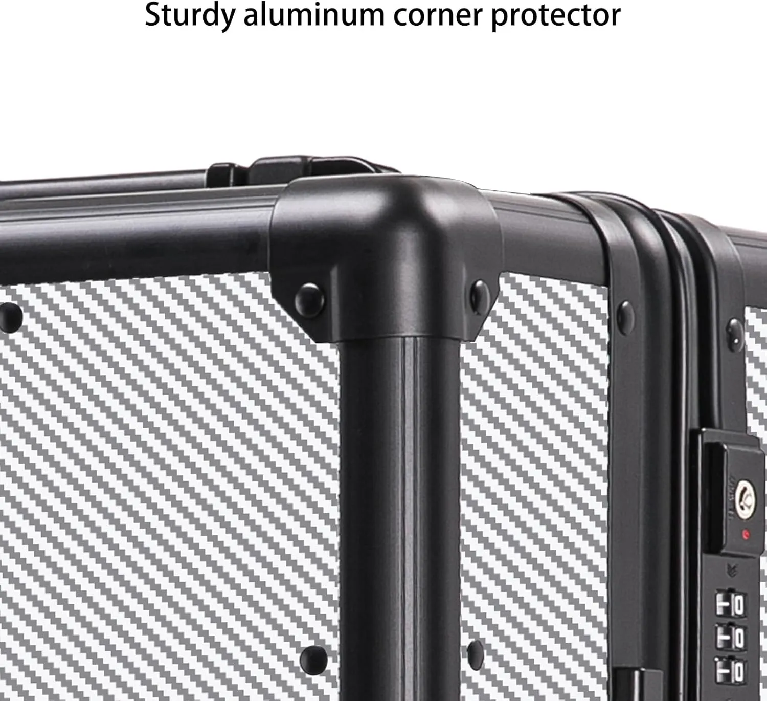 Carbon Fiber Carry-on Luggage TSA Customs Lock Zipperless Silent Rotary Wheel Business Suitcase Aluminum Frame (Camouflage pattern black, 20 '')