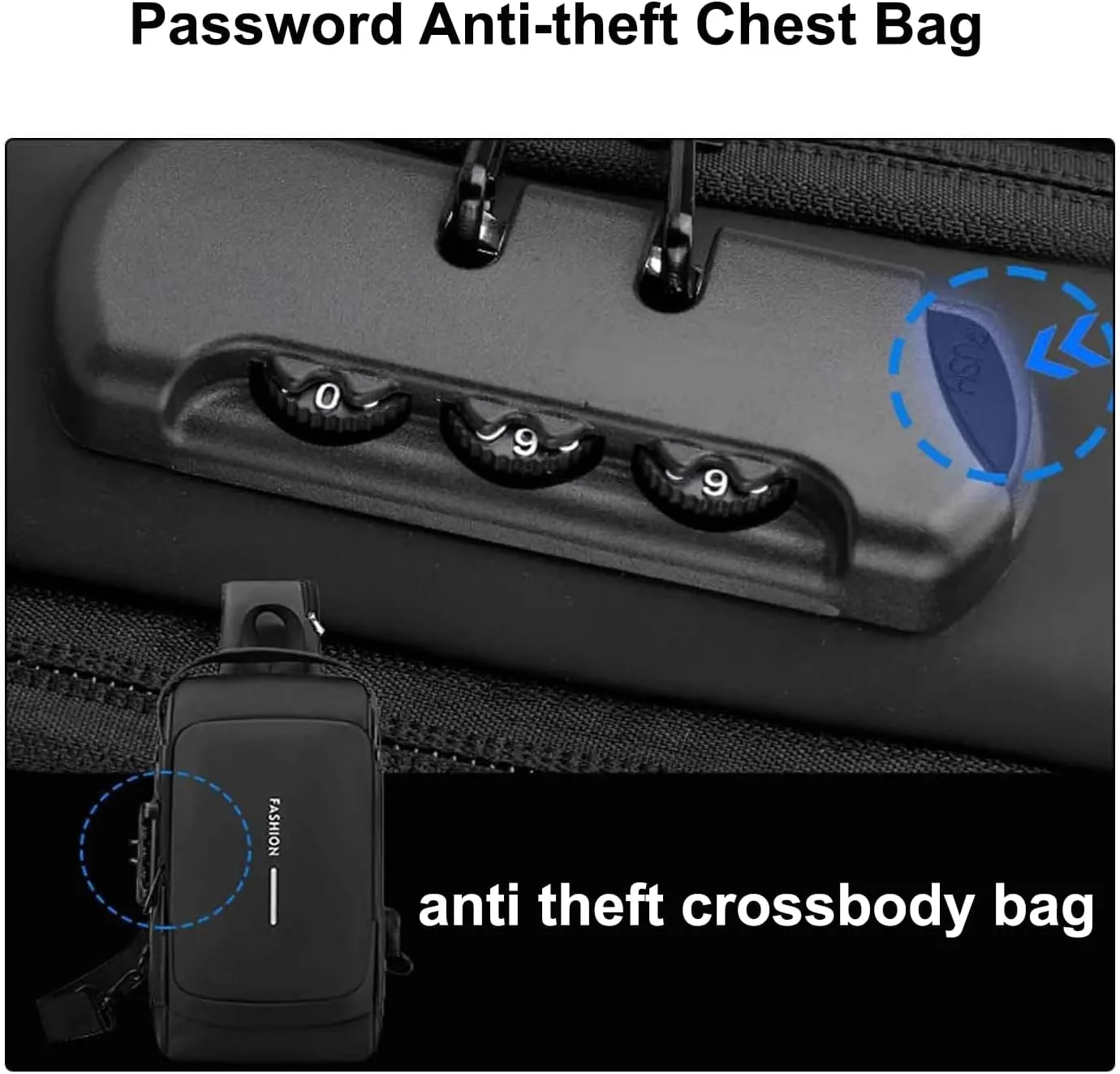 Carbon Fiber Streamline Anti-theft Sling Bag, Waterproof Durable Crossbody Bag with USB Charging Port (Black)