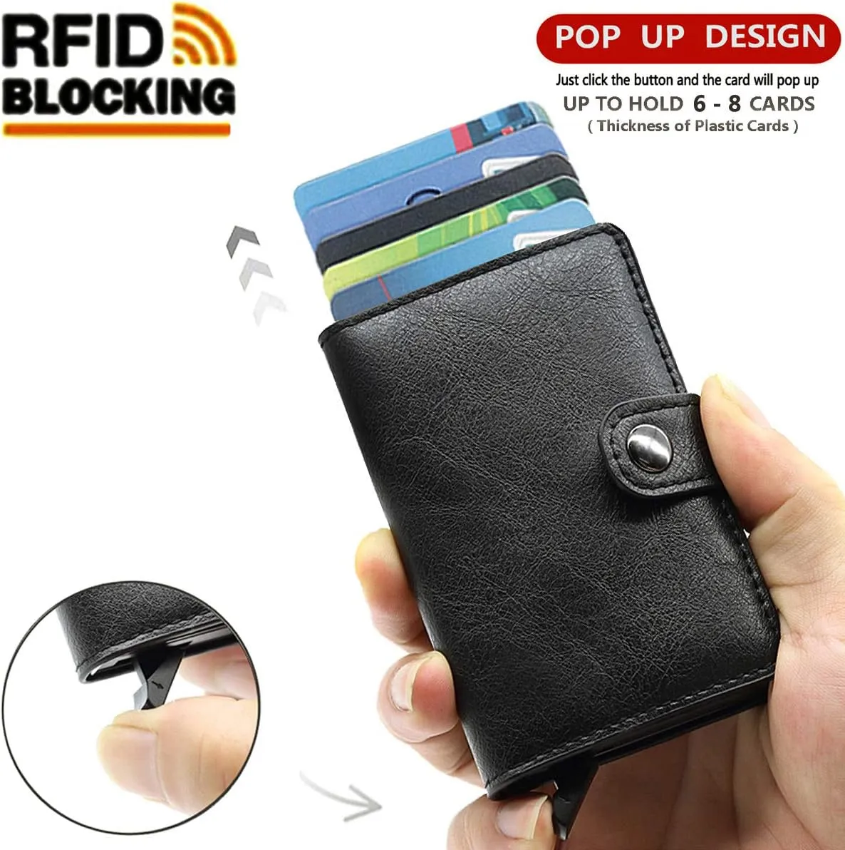 Card Holder, Men Credit Card Holder, Slim Card Case Front Pocket Anti-theft-RFID Auto Pop up Travel Thin Wallets for Men