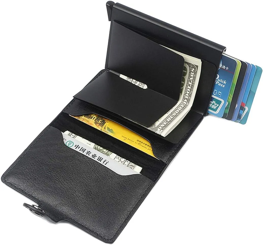 Card Holder, Men Credit Card Holder, Slim Card Case Front Pocket Anti-theft-RFID Auto Pop up Travel Thin Wallets for Men