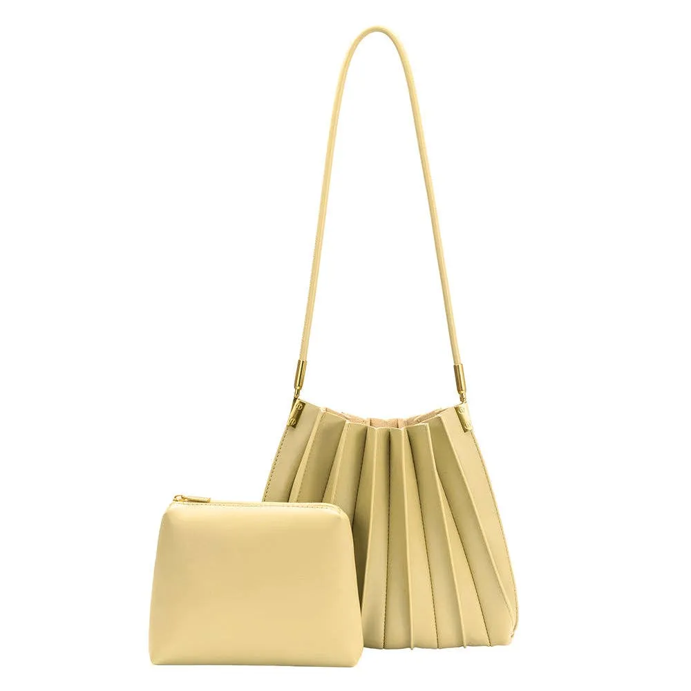 Carrie Key Lime Pleated Vegan Shoulder Bag