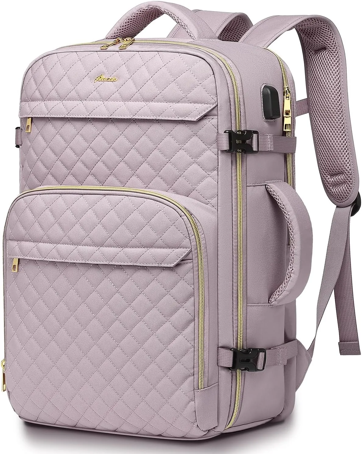 Carry On Women Travel Backpack: TSA Flight Approved Personal Item Backpacks Large 40L Waterproof Luggage Suitcase Backpack Fit 17 Inch Laptop Weekender Overnight Traveling Bag with USB Charge Nude