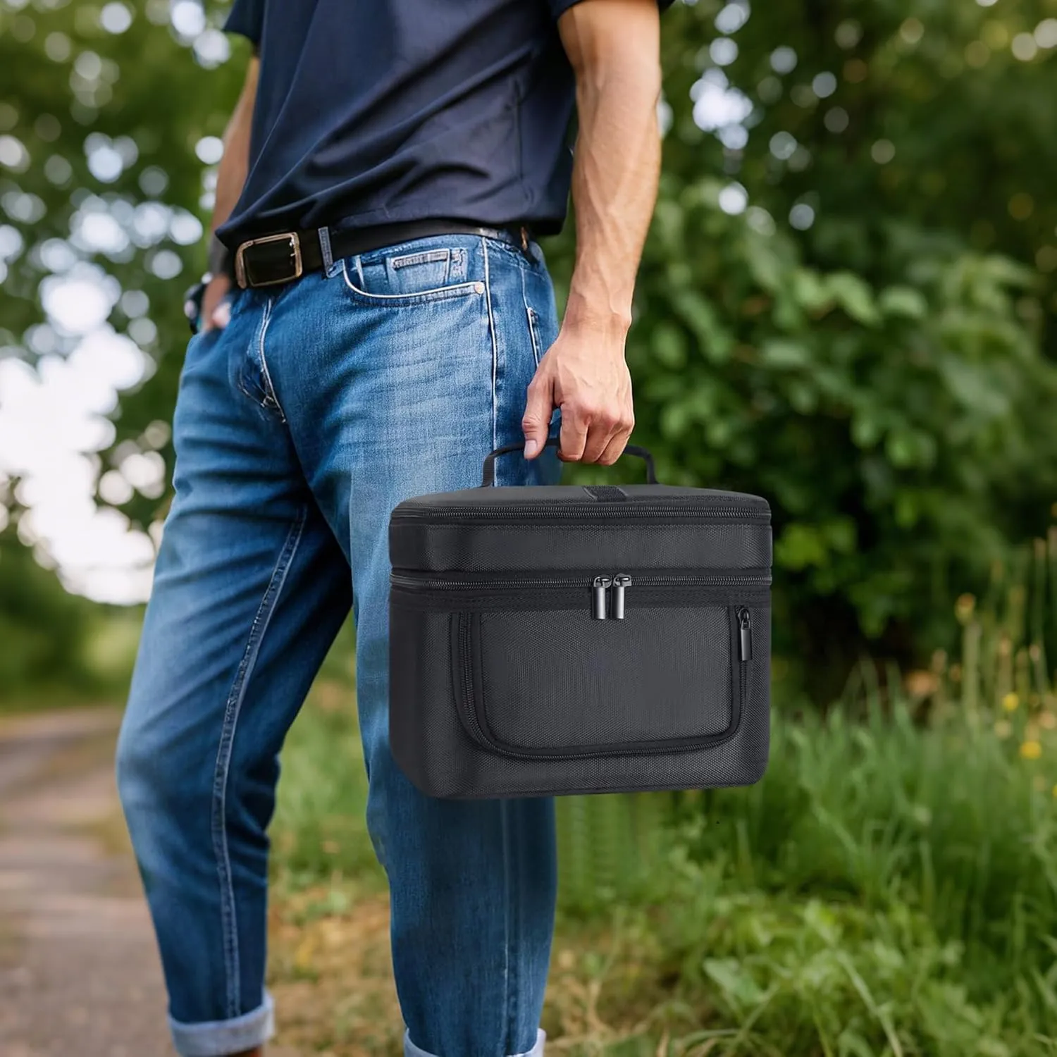 Carrying Bag Compatible with ECOFLOW River 2, Power Storage Bag with Side Zipper, Soft Generator Covers for Outside, 24 * 21 * 14CM (Black, For River 2)