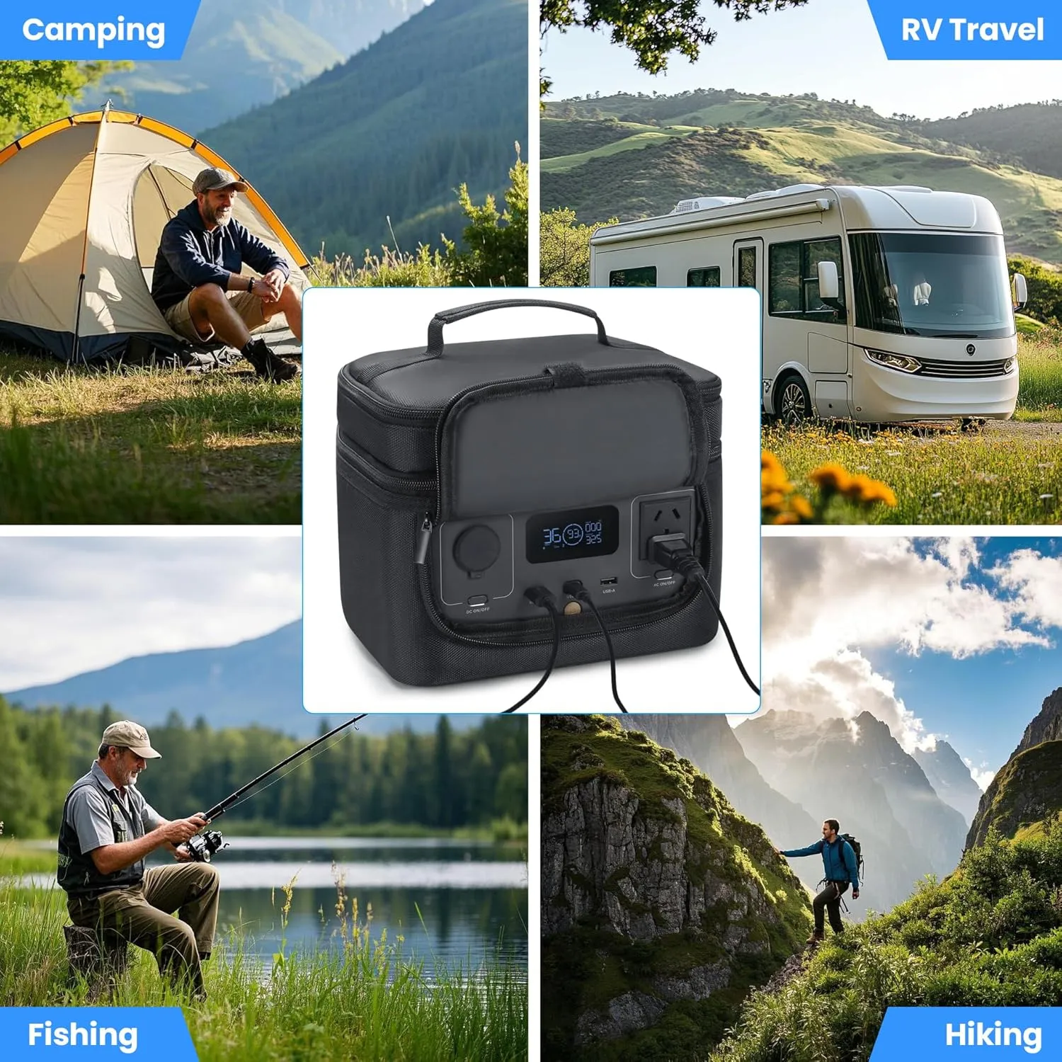 Carrying Bag Compatible with ECOFLOW River 2, Power Storage Bag with Side Zipper, Soft Generator Covers for Outside, 24 * 21 * 14CM (Black, For River 2)