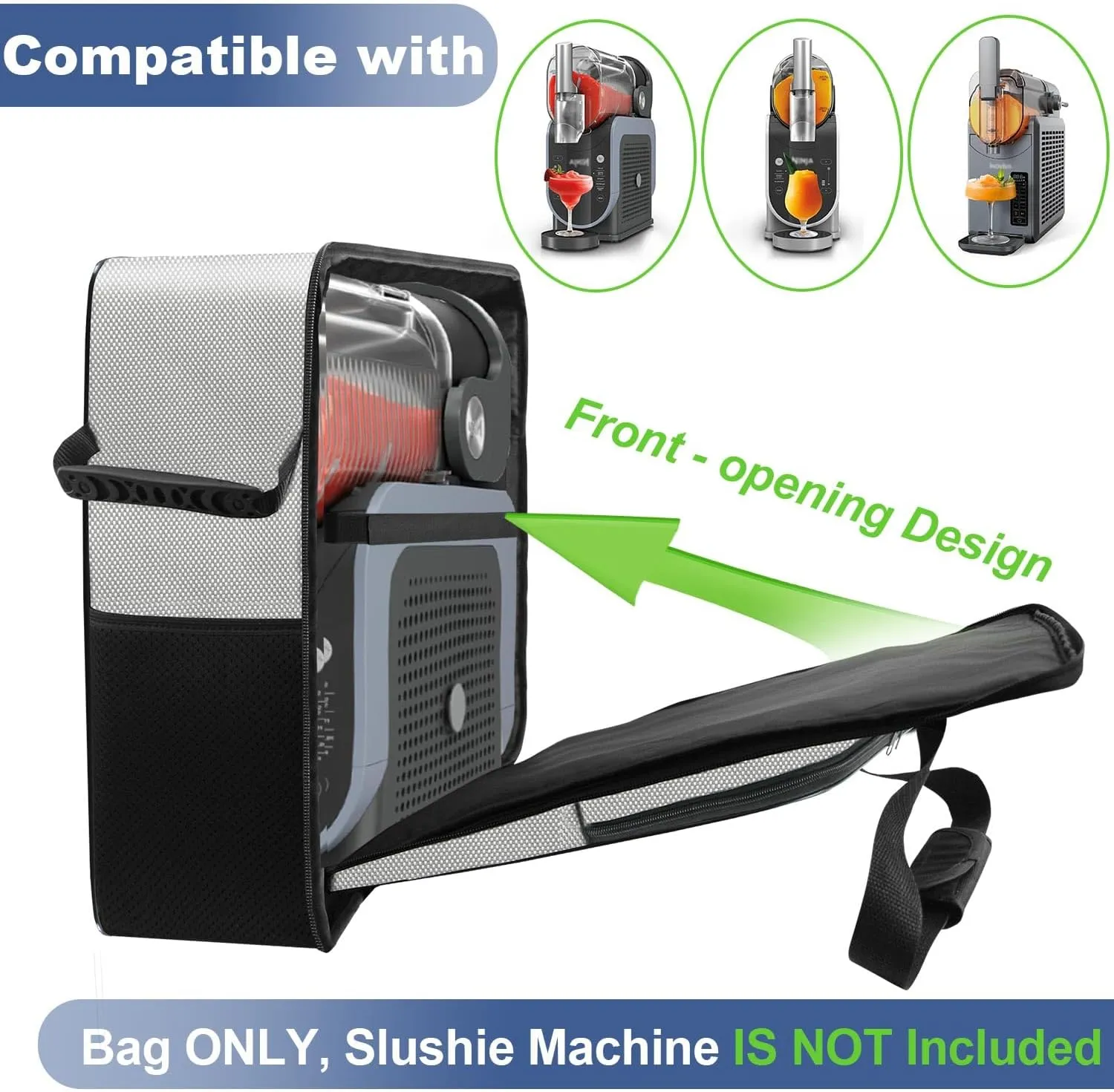 Carrying Bag for Ninja SLUSHi machine FS301, Portable Outdoor Slushie Machine Travel Carrier Case with Front-Opening Design and Large Accessory Pocket