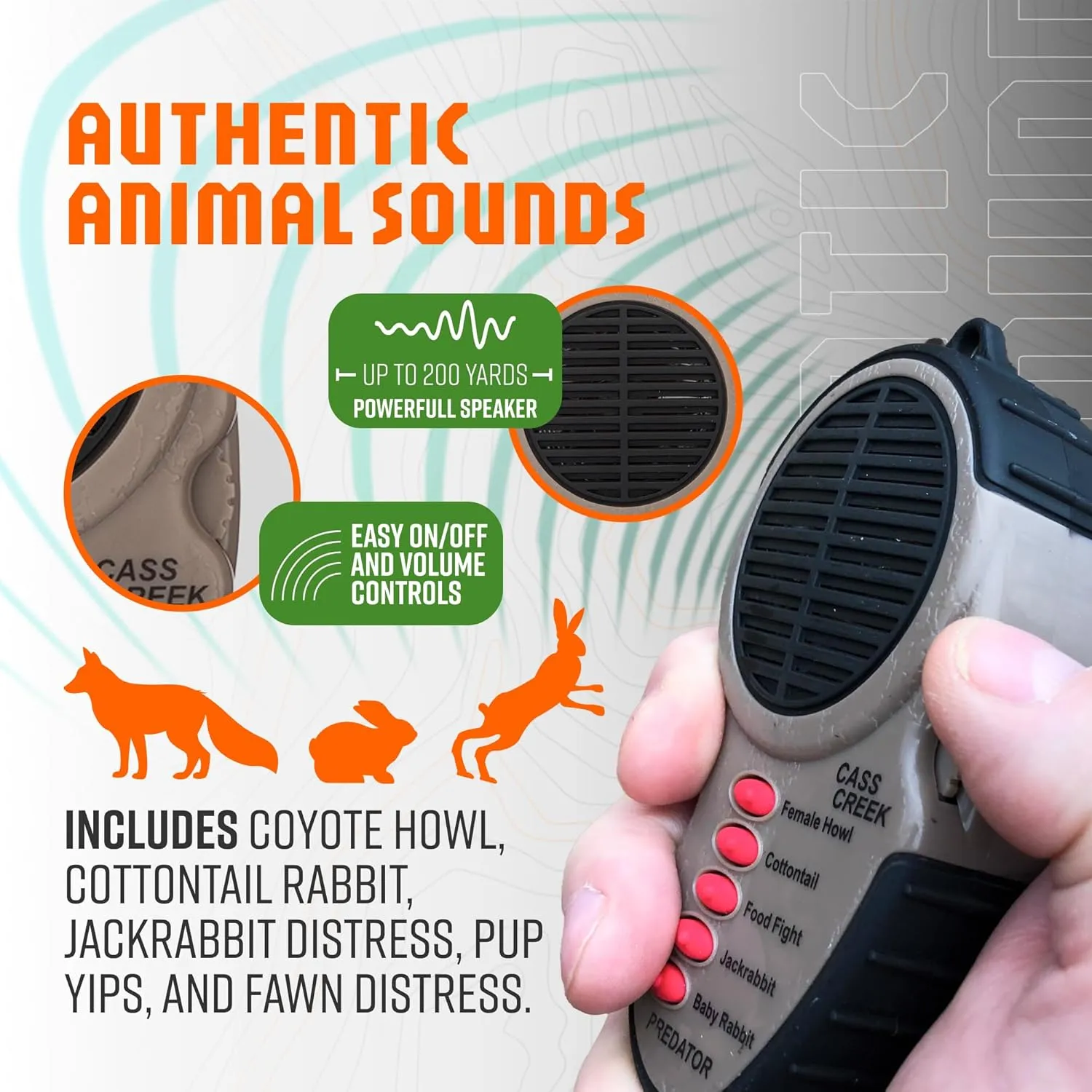 Cass Creek Ergo Call, Handheld Electronic Hunting Call, Compact Design, 5 Authentic Calls in 1, Expert Calls for Everyone