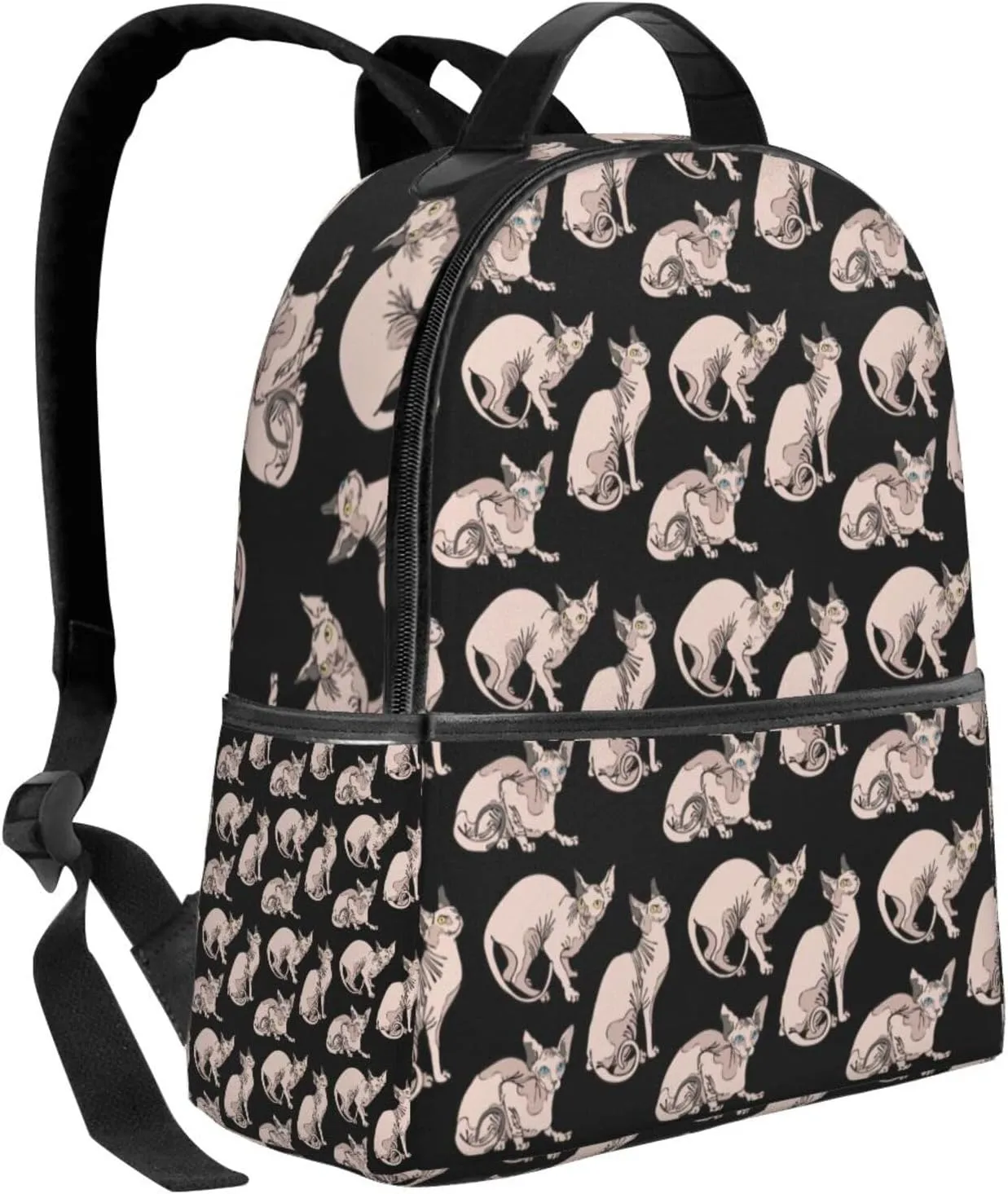 Casual Backpack Big Capacity Anti-Theft Multipurpose Bookbag Backpack for Sports Outdoors Running - for Hairless Naked Cats Sphynx Cats Pattern Black, Travel Hiking Camping Rucksack