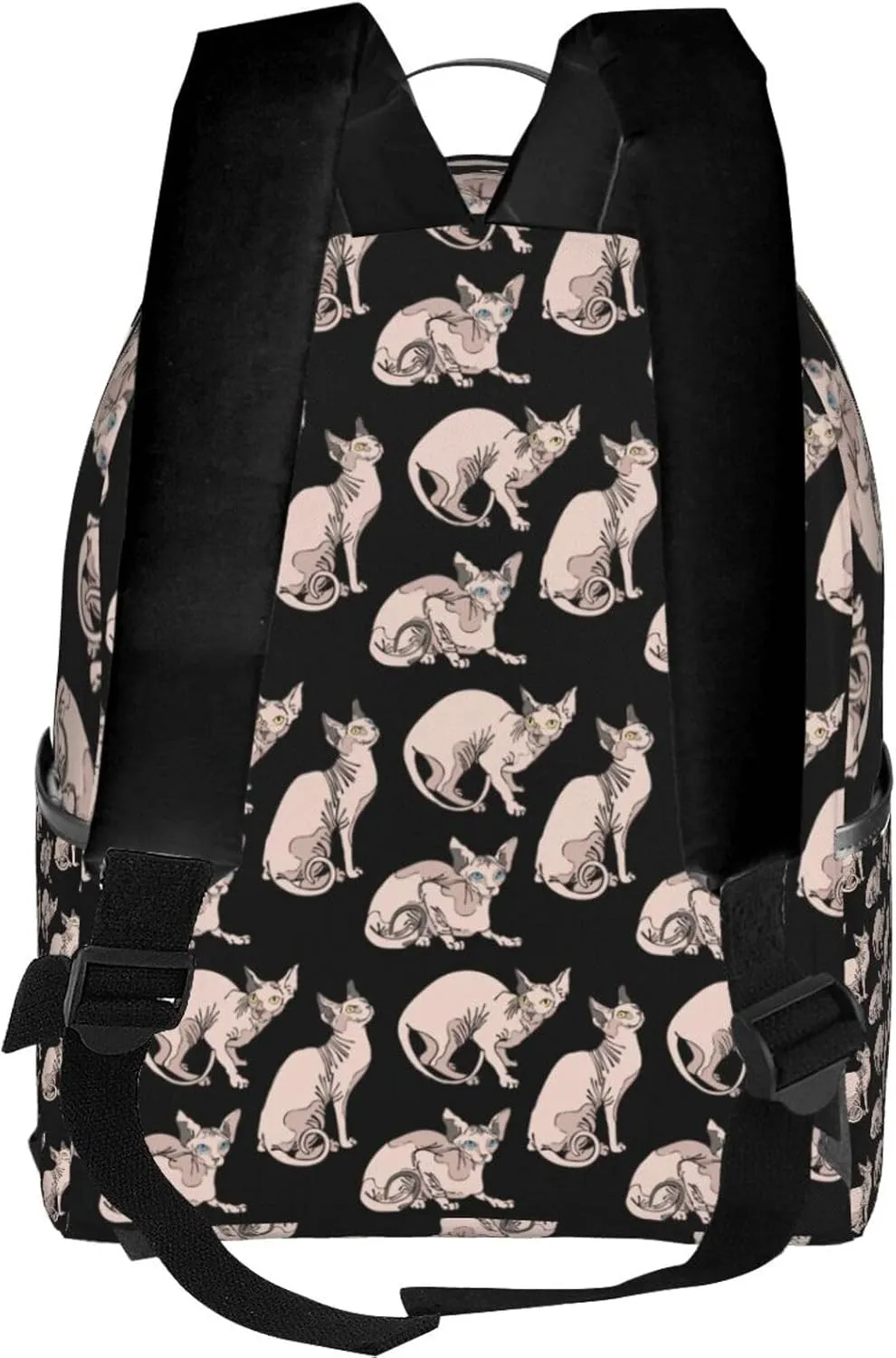 Casual Backpack Big Capacity Anti-Theft Multipurpose Bookbag Backpack for Sports Outdoors Running - for Hairless Naked Cats Sphynx Cats Pattern Black, Travel Hiking Camping Rucksack