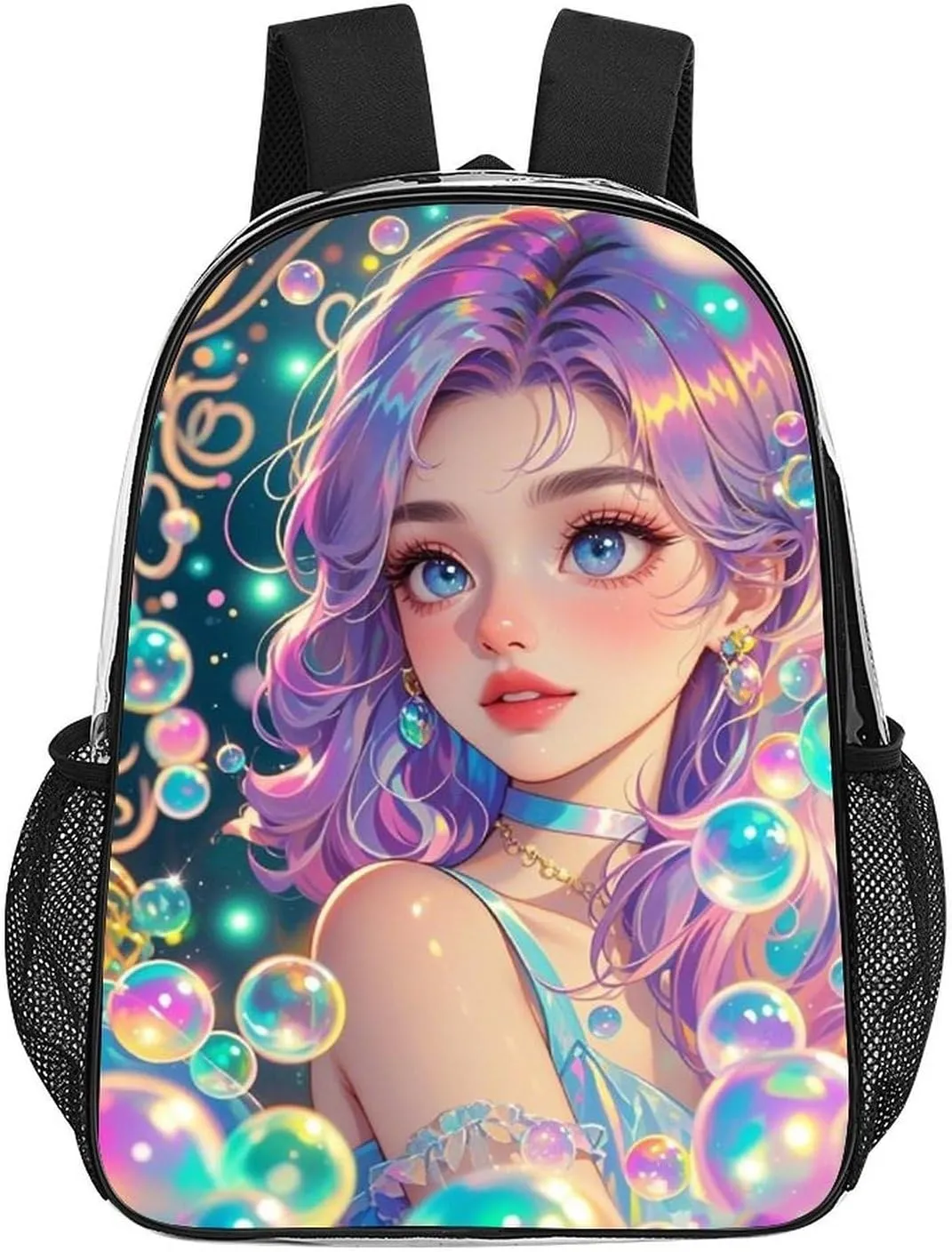 Casual Daypack Multipurpose Anti-Theft Large Capacity Carry On Bag - Fantasy Gothic Women Mushroom Dazzling Art Casual Daypack Climbing Shoulder Transparent Bag