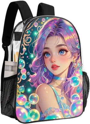 Casual Daypack Multipurpose Anti-Theft Large Capacity Carry On Bag - Fantasy Gothic Women Mushroom Dazzling Art Casual Daypack Climbing Shoulder Transparent Bag