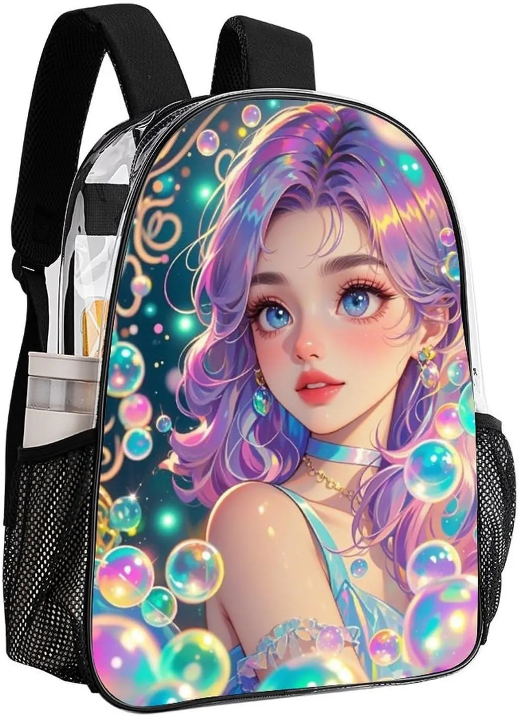 Casual Daypack Multipurpose Anti-Theft Large Capacity Carry On Bag - Fantasy Gothic Women Mushroom Dazzling Art Casual Daypack Climbing Shoulder Transparent Bag