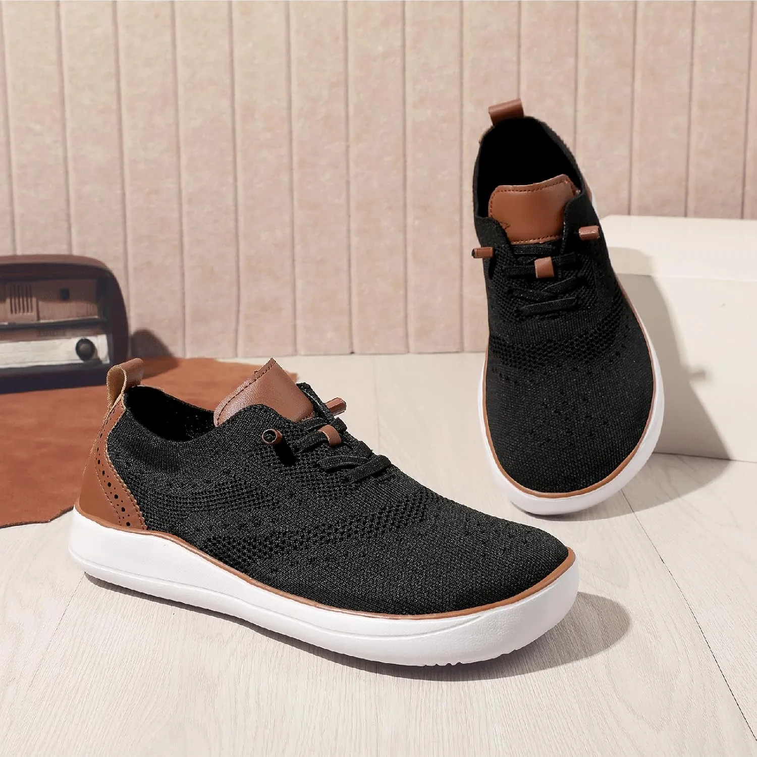 CFVKPT Mens Barefoot Dress Shoes Wide Toe Box Zero Drop Oxfords Shoes Business Casual Sneakers Size 6.5-12