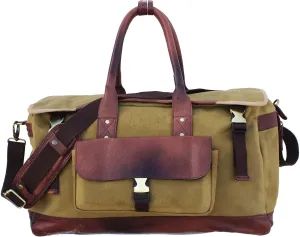 CHALLENGER Handcrafted Black Canvas Leather Carry-On Travel Weekender Duffle Bag 18SKD02