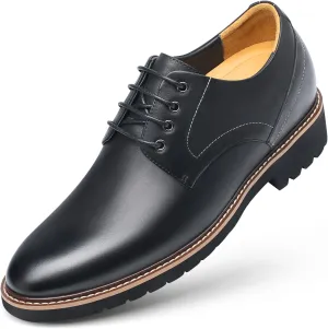 CHAMARIPA Height Increasing Shoes for Men, Leather Lace-up Dress Shoes Invisible Elevator Shoes