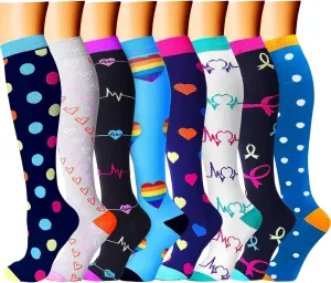 CHARMKING Compression Socks for Women & Men Circulation (8 Pairs) 15-20 mmHg is Best Support for Athletic Running,Hiking