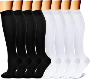 CHARMKING Compression Socks for Women & Men Circulation (8 Pairs) 15-20 mmHg is Best Support for Athletic Running,Hiking