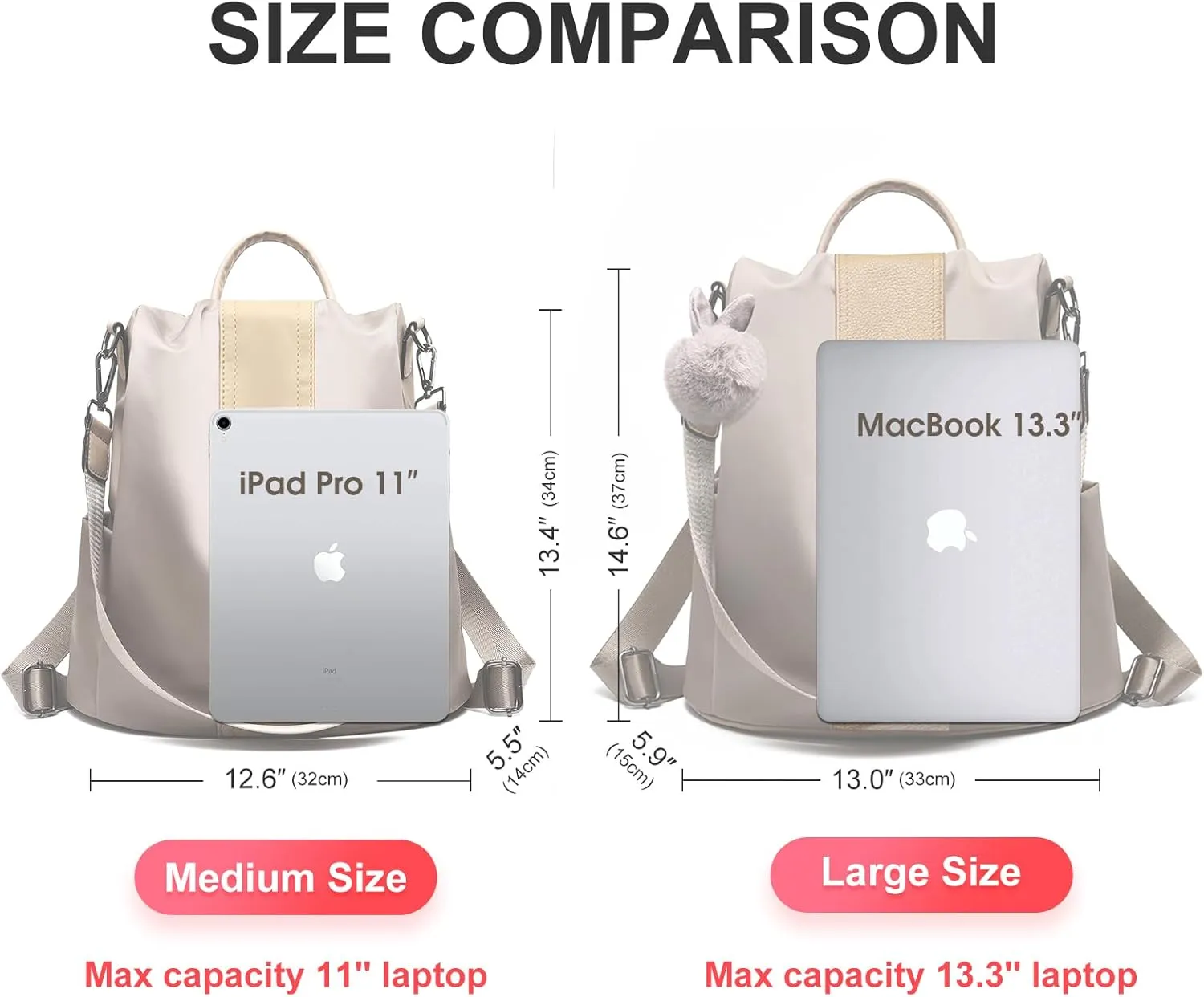 CHARMORE Women Backpack Purse Waterproof Nylon Anti-theft Rucksack Shoulder Bags