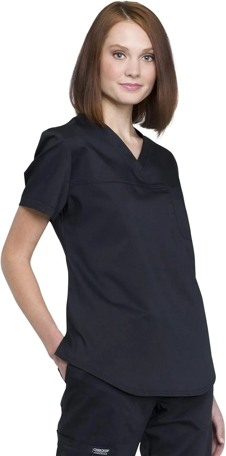 Cherokee Women V Neck Scrub Top with Operation Room Friendly Design and Chest Pocket WW657