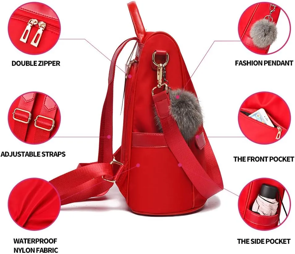 CHERUTY Women Backpack Purse Nylon Anti-theft Fashion Casual Lightweight Travel Shoulder Bag