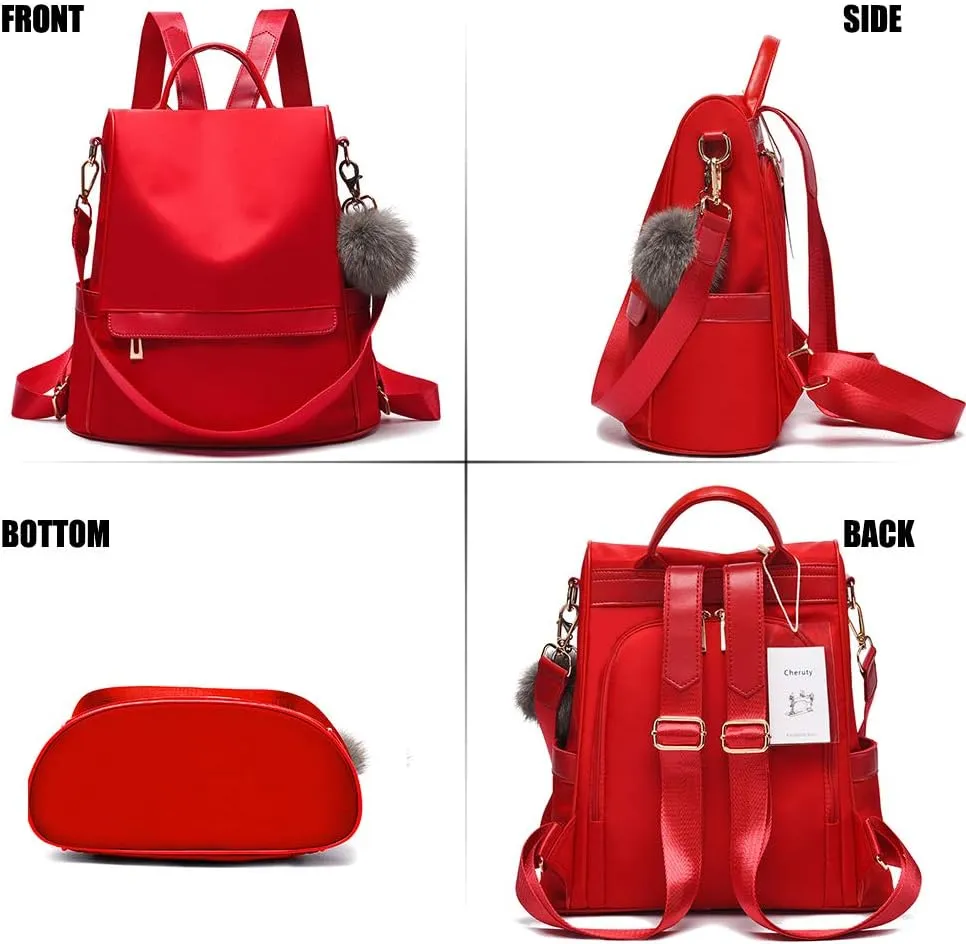 CHERUTY Women Backpack Purse Nylon Anti-theft Fashion Casual Lightweight Travel Shoulder Bag