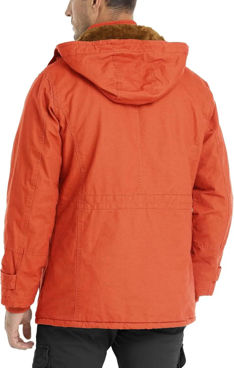 CHEXPEL Men's Thick Winter Jackets with Hood, Fleece Lining, Cotton Military Work Jackets with Cargo Pockets, Outwear