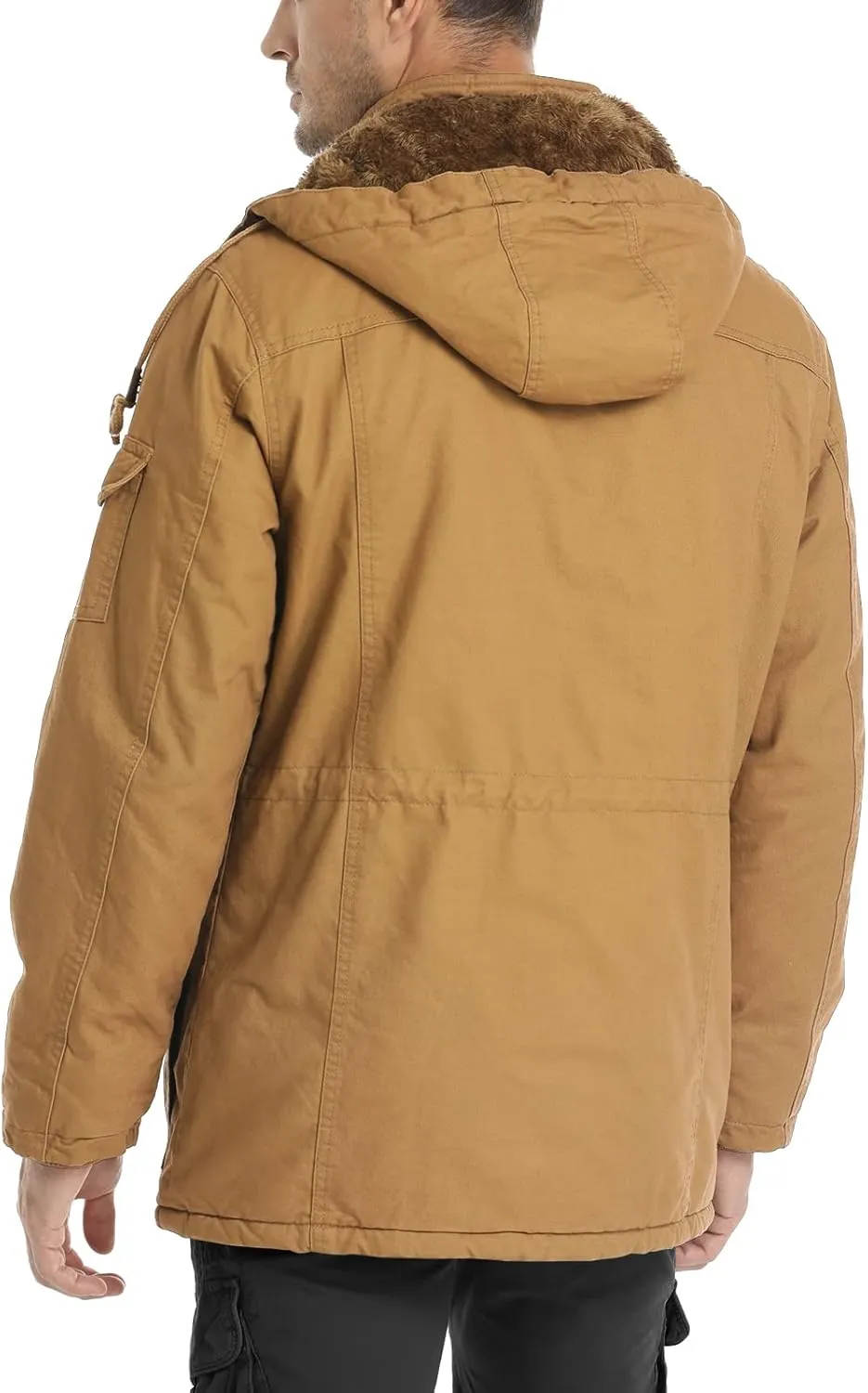 CHEXPEL Men's Thick Winter Jackets with Hood, Fleece Lining, Cotton Military Work Jackets with Cargo Pockets, Outwear