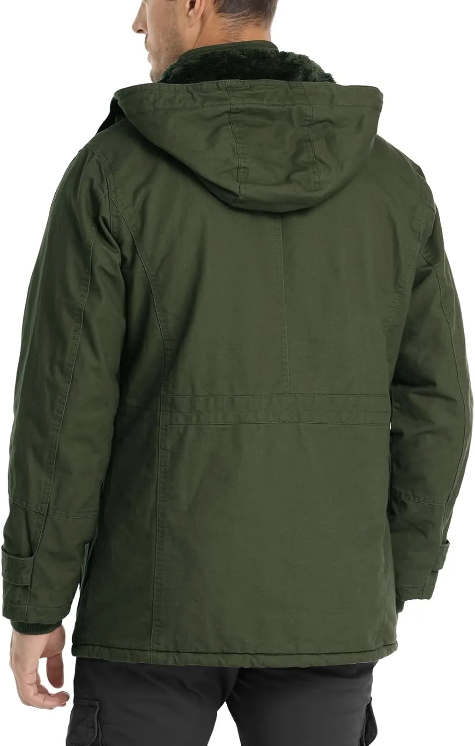 CHEXPEL Men's Thick Winter Jackets with Hood, Fleece Lining, Cotton Military Work Jackets with Cargo Pockets, Outwear
