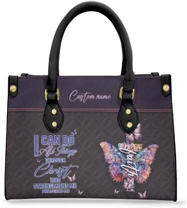 Christian Personalized Leather Handbag – Custom Name Women's Bag, Perfect for Mother's Day, Birthday, Christmas Gift