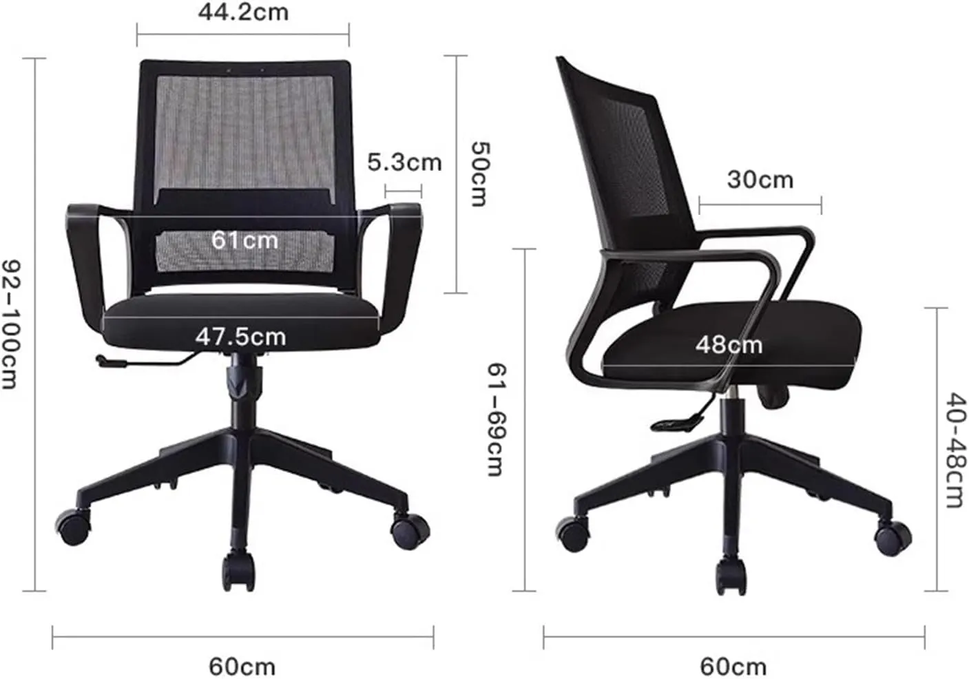 Classic Ergonomic Mesh Rolling Work Swivel Task Chairs, Comfortable Lumbar Support for Home, Bedroom, Study, Dorm, Student, Adults Desk Task Chair(Gris)