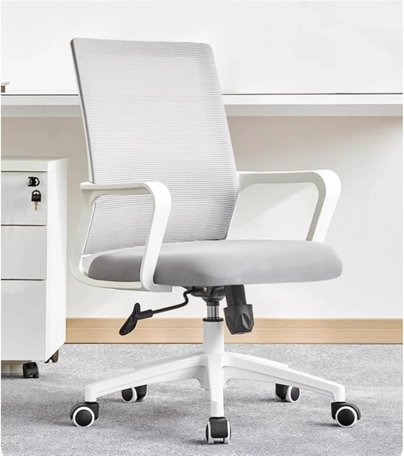 Classic Ergonomic Mesh Rolling Work Swivel Task Chairs, Comfortable Lumbar Support for Home, Bedroom, Study, Dorm, Student, Adults Desk Task Chair(Gris)
