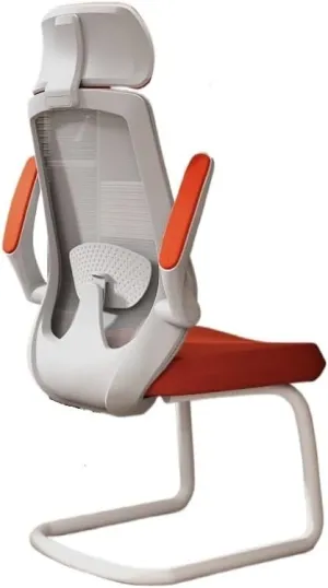 Classic Ergonomic Office Chair No Wheels Gaming Chair with Adjustable Arms, Home Office Desk Chair, Task Chair with Lumbar Support Desk Task Chair(Orange)