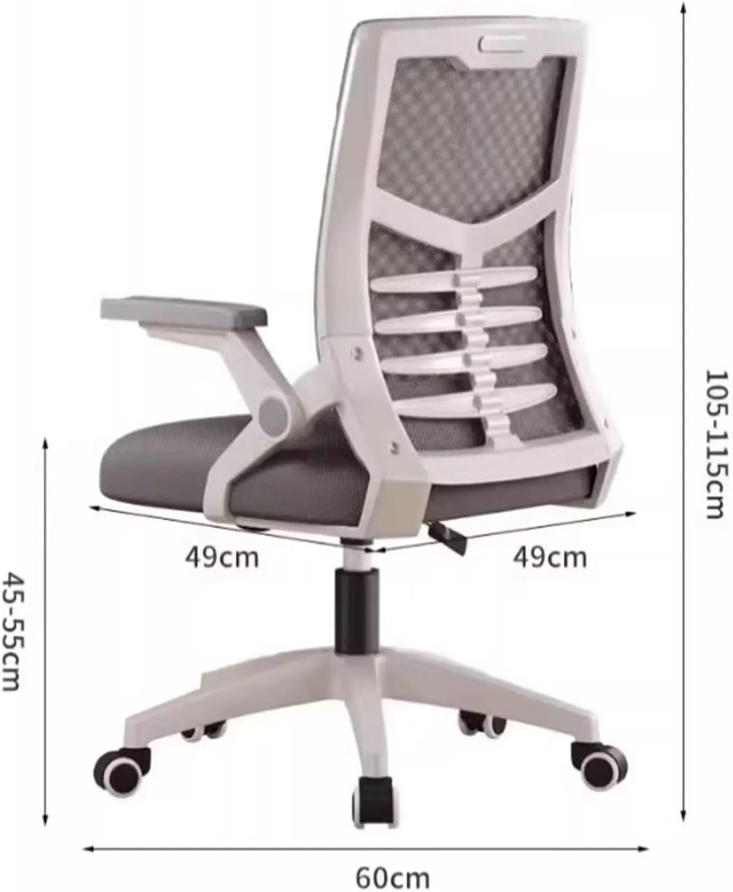 Classic Executive Office Chair with Adjustable Armrest, Swivel Ergonomic Office Home Chair High Back Mesh Desk Chair Desk Task Chair(Gris)
