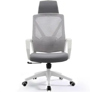 Classic Office Chair Comfortable Home Swivel Chair Conference Mesh High Back Chair with Pillow, Armrests and Wheels, Ergonomic Chair Desk Task Chair(Gris)