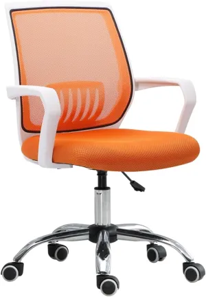 Classic Office Chair Mesh Back Swivel Office Chair Conference Room Chair with Lumbar Support and Fixed Armrests Desk Task Chair(Orange)